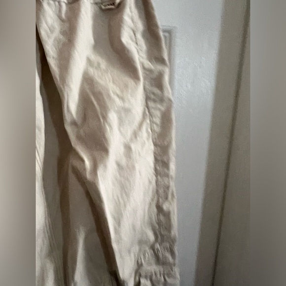 Ghanda 6 cargo S XS pants cream 100% cotton ivory stretch waist pockets utility - Picture 7 of 12
